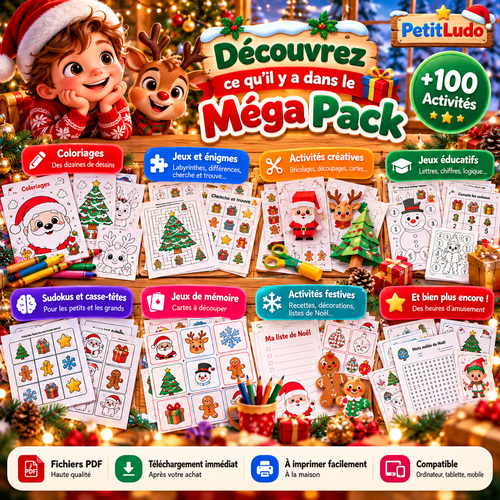 🎄 Méga Pack de Noël Enfants – +100 Activités à Imprimer
