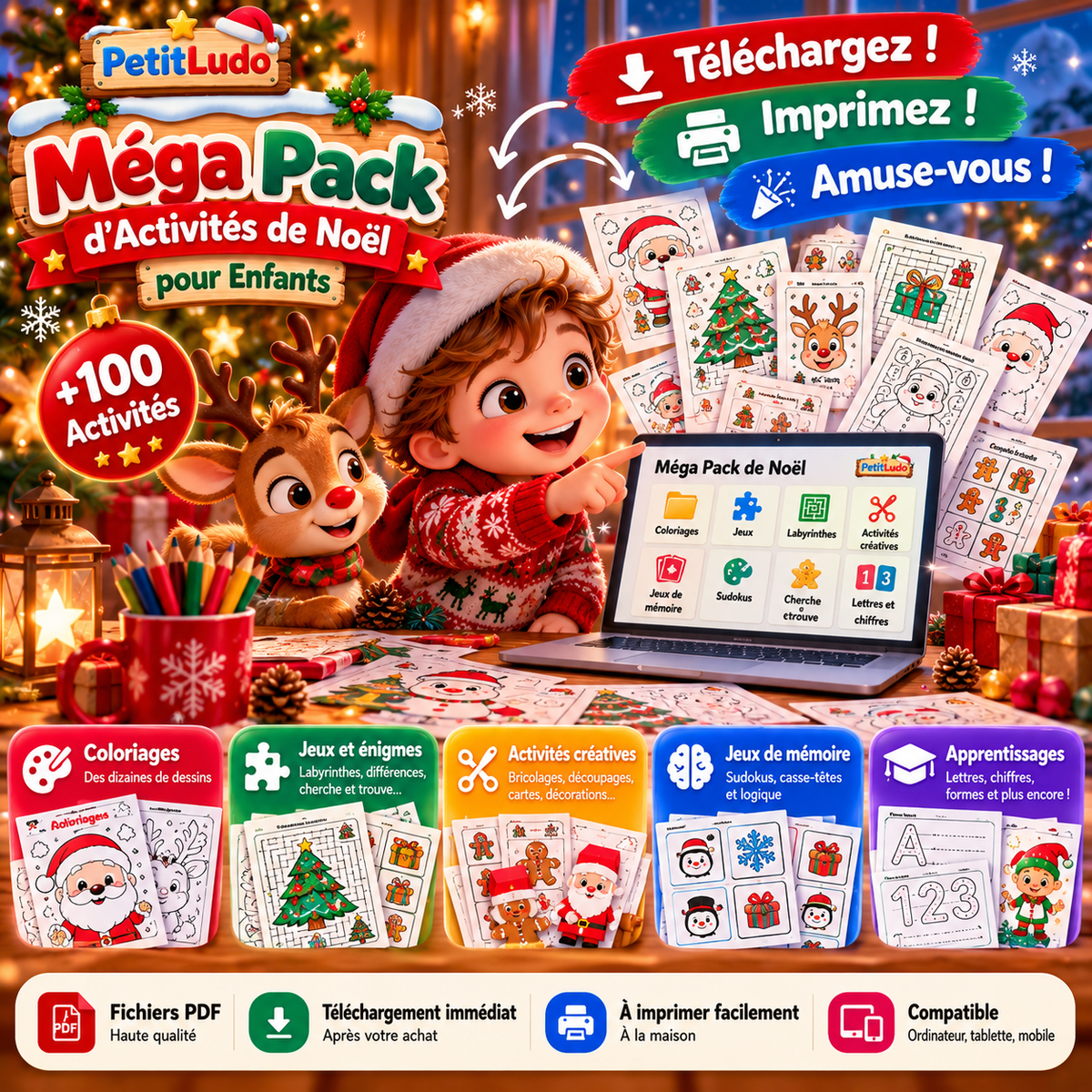 🎄 Méga Pack de Noël Enfants – +100 Activités à Imprimer