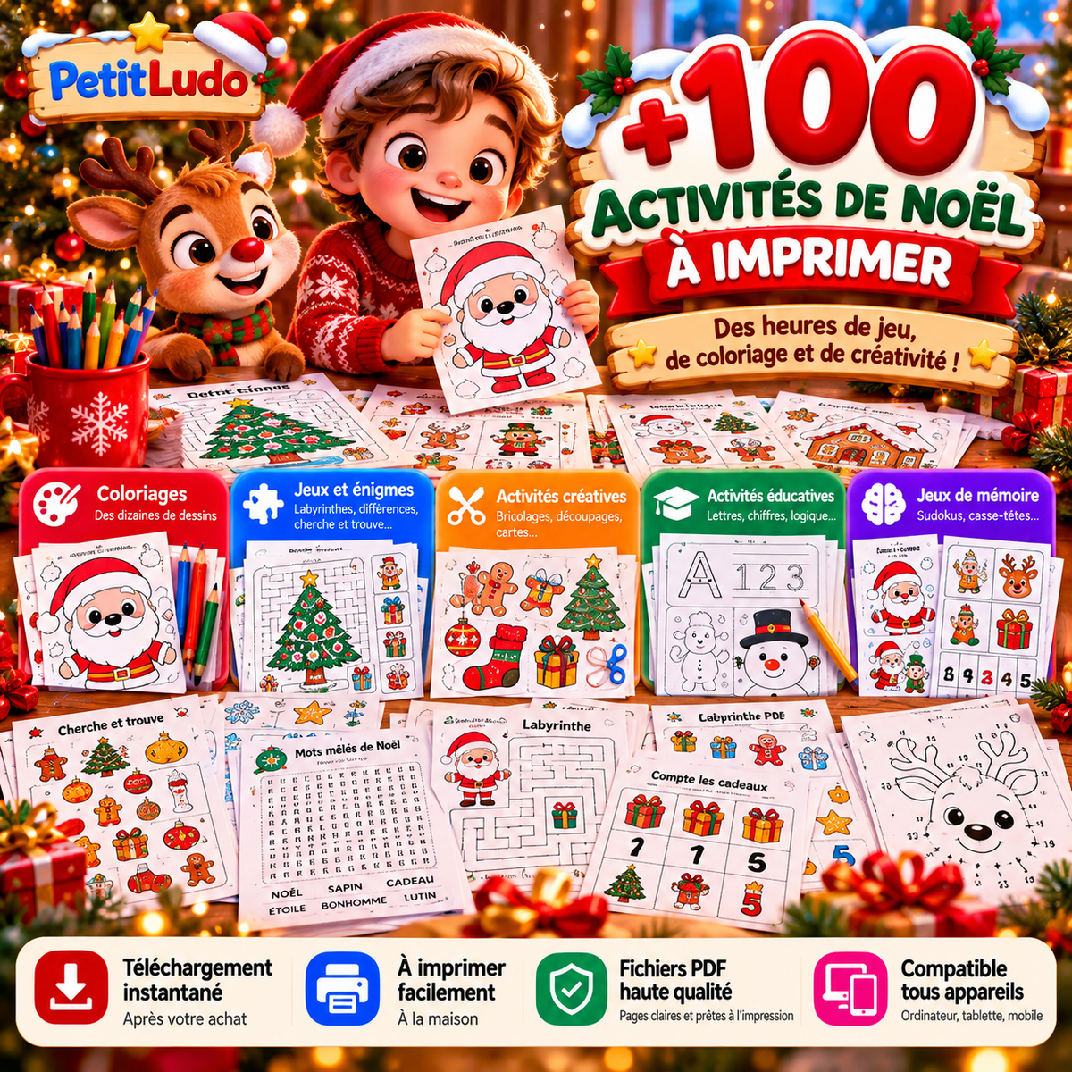 🎄 Méga Pack de Noël Enfants – +100 Activités à Imprimer