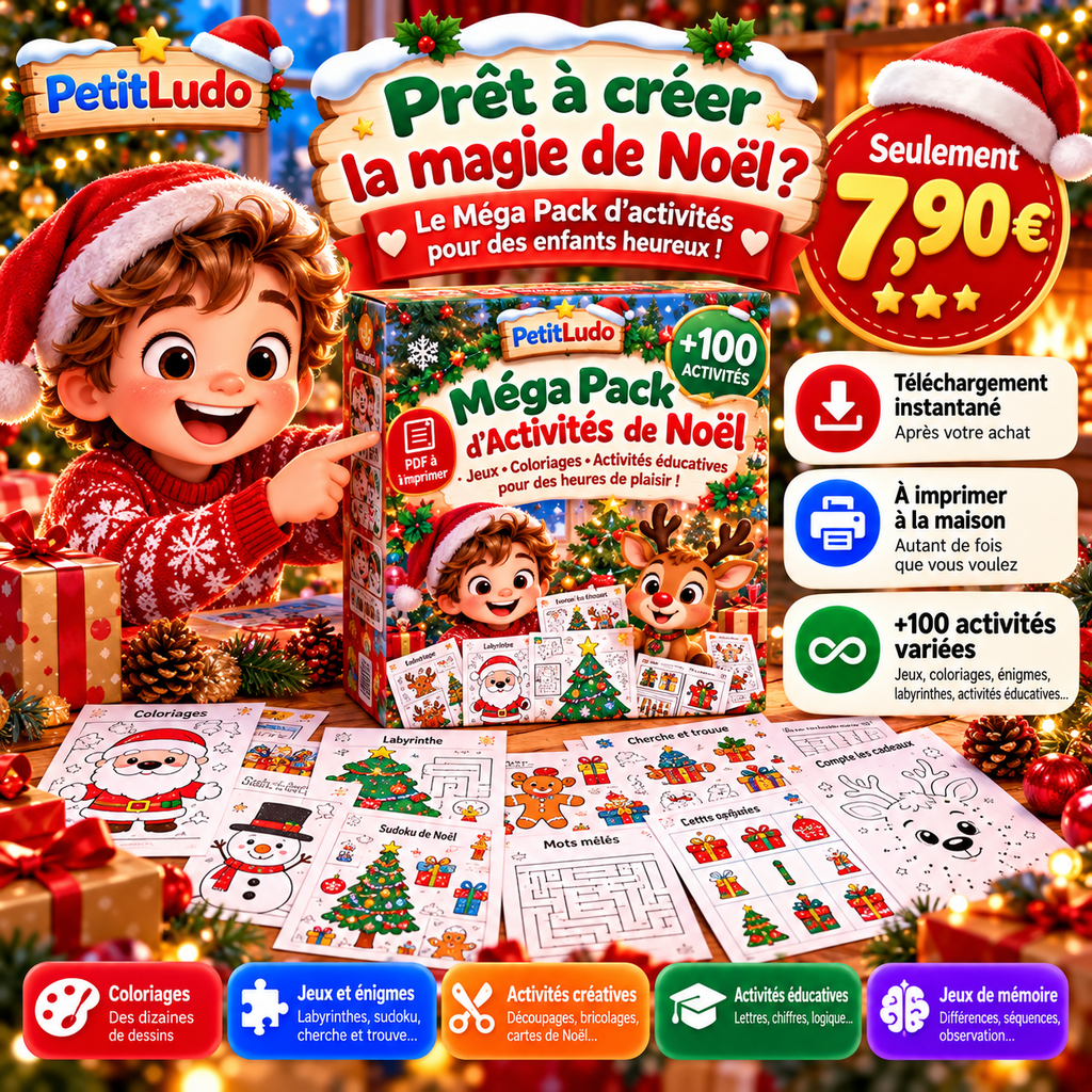 🎄 Méga Pack de Noël Enfants – +100 Activités à Imprimer